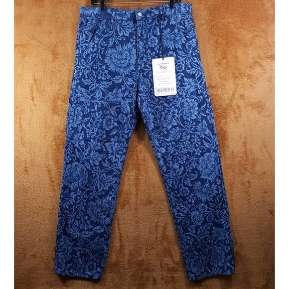 ROY ROGERS DAVES NEW YORK Jeans Mens Sz 30 Blue Floral Carpenter STATEMENT $185